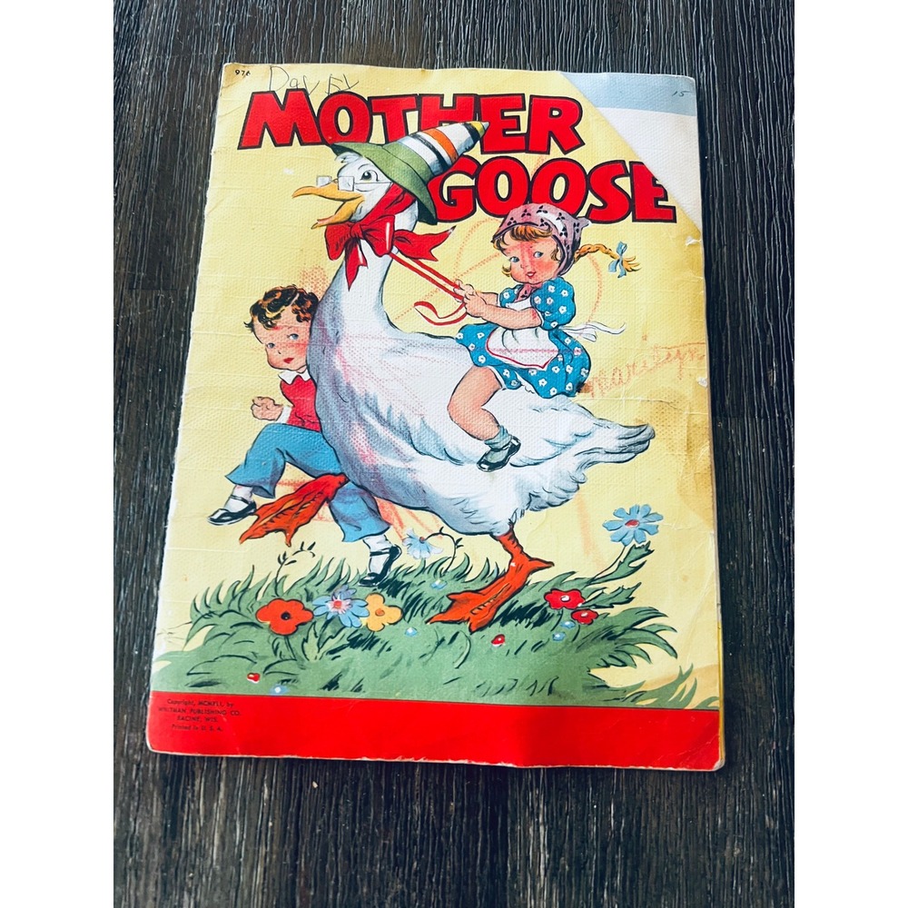 Vintage 1941 Mother Goose Nursery Rhymes Whitman Publishing Co Linen Like Book